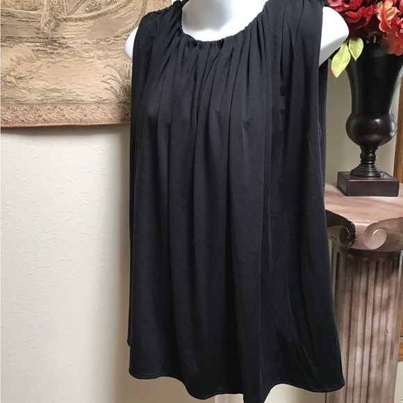 BLACK GATHERED TOP by H&M size medium, lined, drapes beautifully - Picture 2 of 7